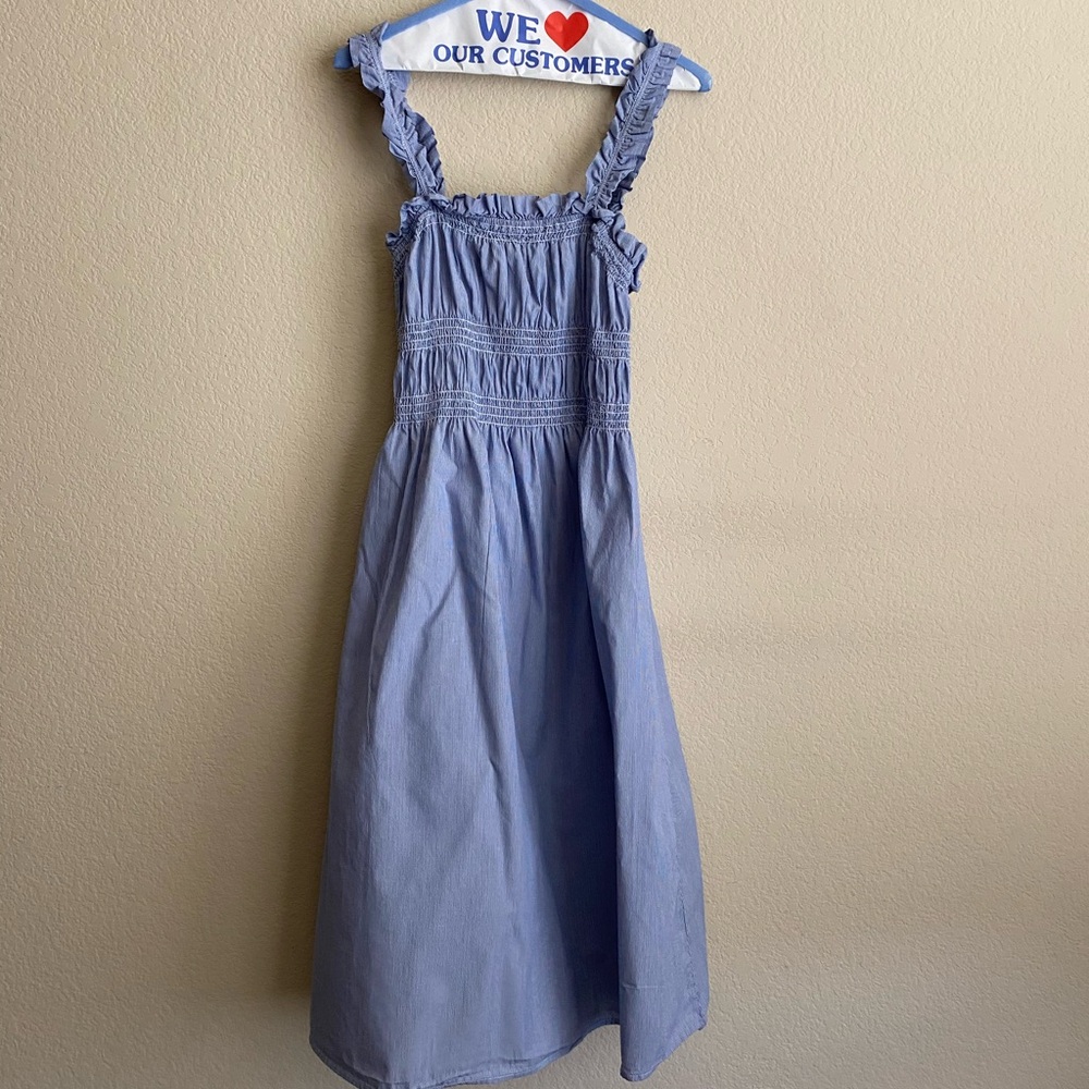 Who What Wear Blue Sleeveless Ruffle Summer Dress